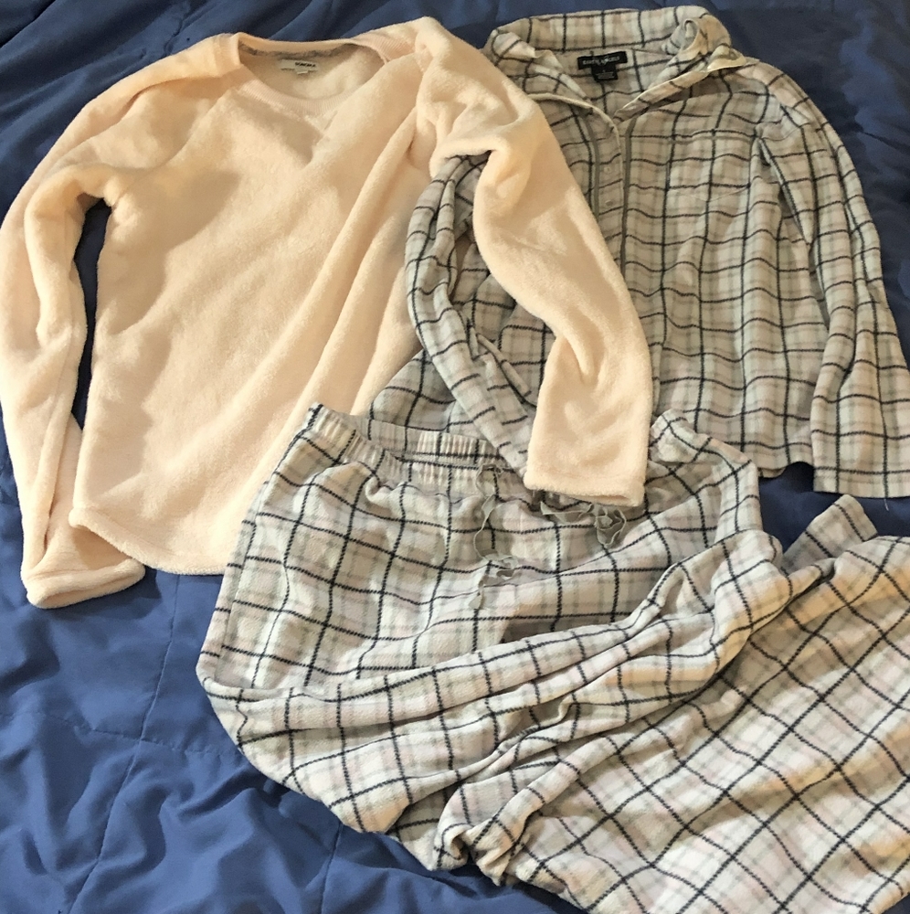 Pj Bundle | 3-pc. Pastel Pink Soft Pajama Top + Pj Set Pink Plaid Top & Pants